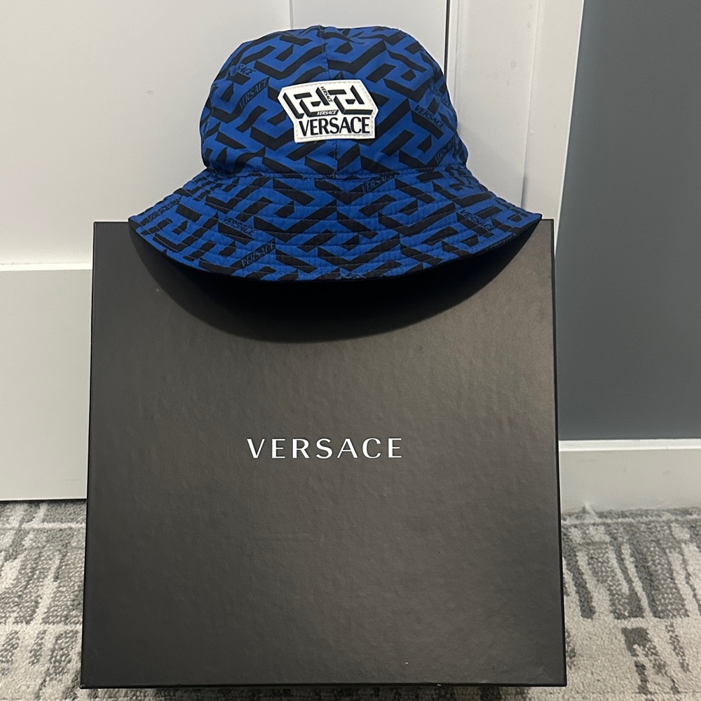 Versace Geometric Blue and Black Hat